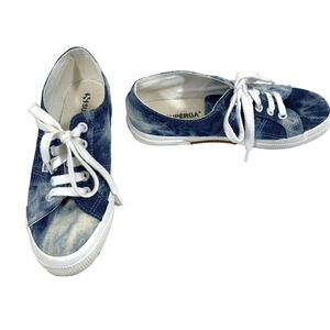 Superga 2750 Tie Dye Low Top Canvas Sneakers Blue Denim Multi USA W6 M4.5 Unisex
